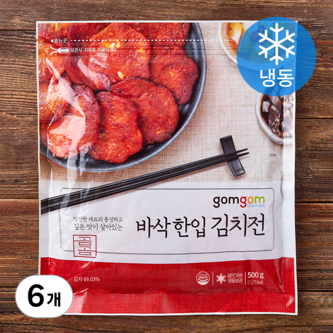 곰곰 바삭 한입 김치전 (냉동), 500g, 6개