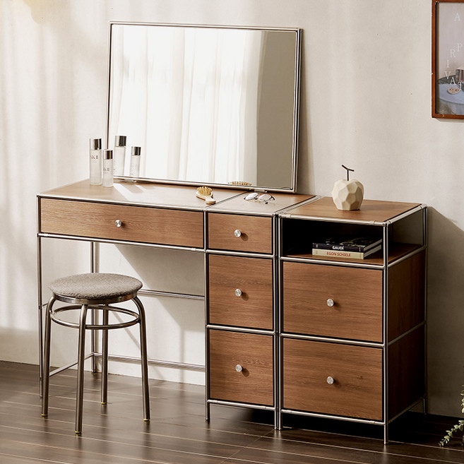 헤이몰리 헤이즈 970 서랍 화장대 + 400 선반 서랍장 + 사각거울 세트 방문설치, 트루월넛
