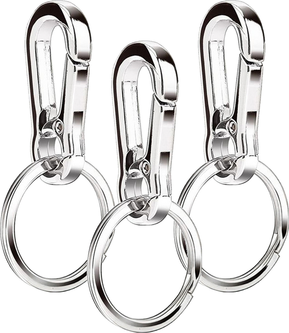 AHOYE 極簡金屬鑰匙圈 3個, 銀色, 1組