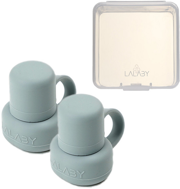 랄라비 실리콘 파우치 토퍼 2P 세트 빨대컵부속용품, 1세트, 토퍼2P(Gray)+케이스