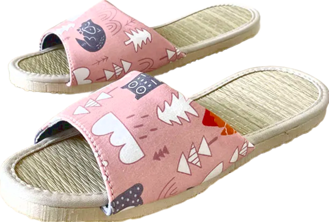 TAIWAN SLIPPER 台灣犀利趴 i Slippers 小時光 真草蓆室內拖鞋, 動物之森 粉色, 1雙