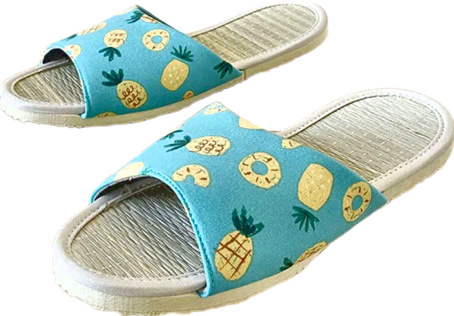 TAIWAN SLIPPER 台灣犀利趴 i Slippers 小時光 真草蓆室內拖鞋, 時光旺來 水藍色, 1雙