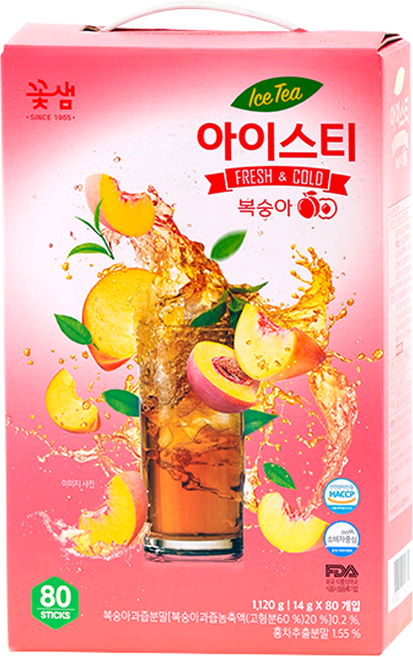꽃샘 아이스티 복숭아, 14g, 1개, 80개입