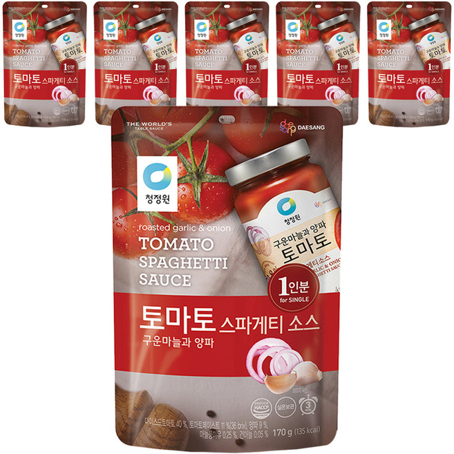 청정원 토마토 스파게티 소스 구운마늘과 양파, 170g, 6개