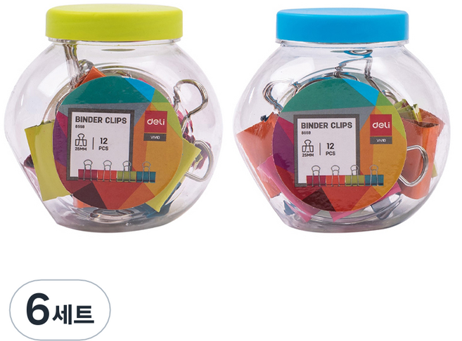 델리 네온 더블클립 12p 세트 E8559 랜덤발송, 중, 6세트