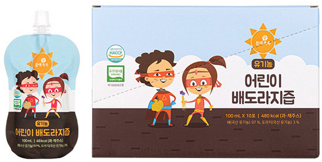 몸애쏙쏙 유기농 어린이 배도라지즙, 1L, 1개, 혼합맛(배/도라지)