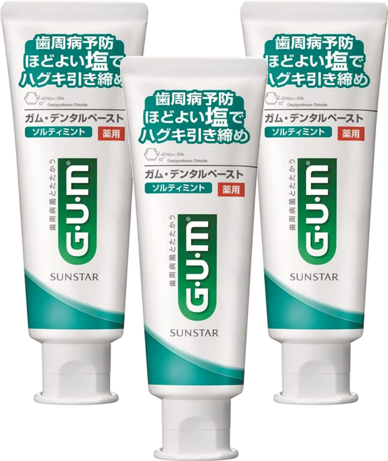 SUNSTAR 三詩達 G.U.M 官方直營 牙周護理牙膏 清爽岩鹽, 150g, 3條