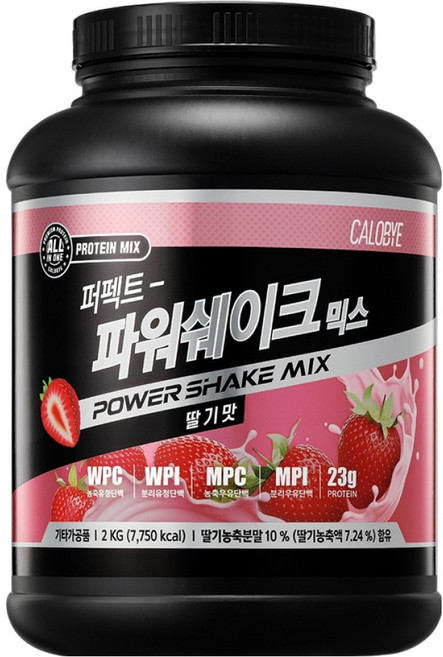 칼로바이 퍼펙트 파워쉐이크 믹스 딸기맛 프로틴 파우더, 2kg, 1개