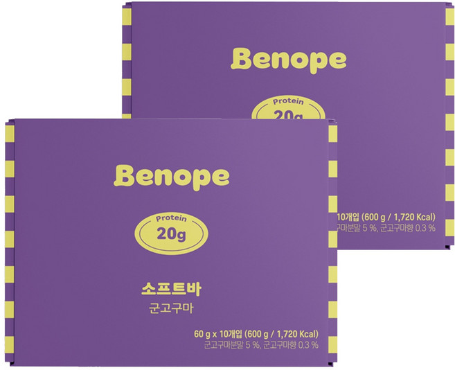 베노프 소프트바 프로틴바 군고구마 10p, 600g, 2개