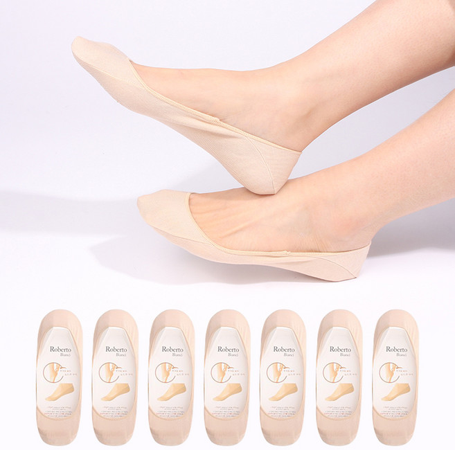 두발로 여성용 프리미엄 실리콘 면 덧신 7켤레