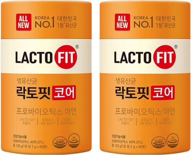 락토핏 정품 코어 유산균 60p, 120g, 2개