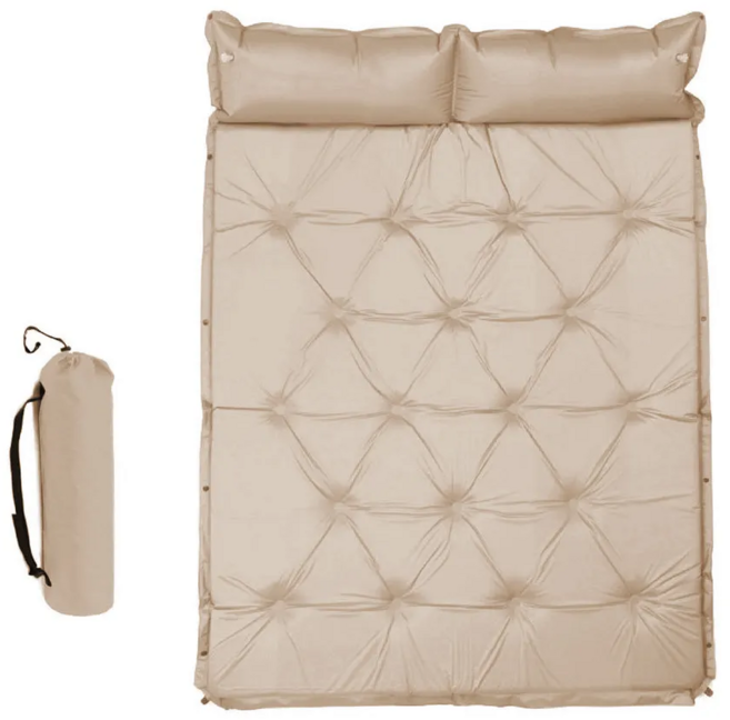 西格傢飾 可拼接自動充氣加厚雙人充氣床墊 附收納袋 展開192 x 132 x 5cm 收納68 x 20cm 3.1kg, 米白, 1個