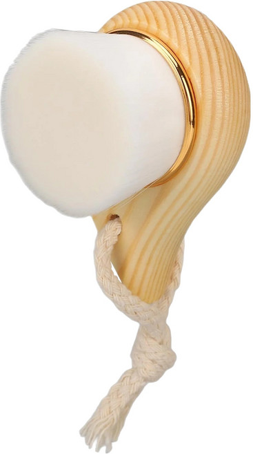 櫸木柄木質手動洗臉刷, 1個, 原木色