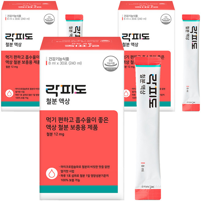 락피도 정품 철분 액상 30포, 240ml, 3개