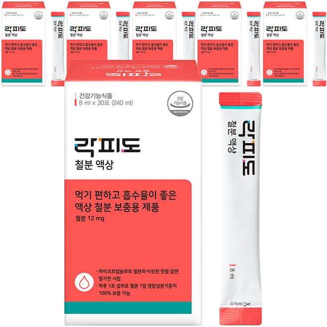 락피도 정품 철분 액상 30포, 240ml, 6개