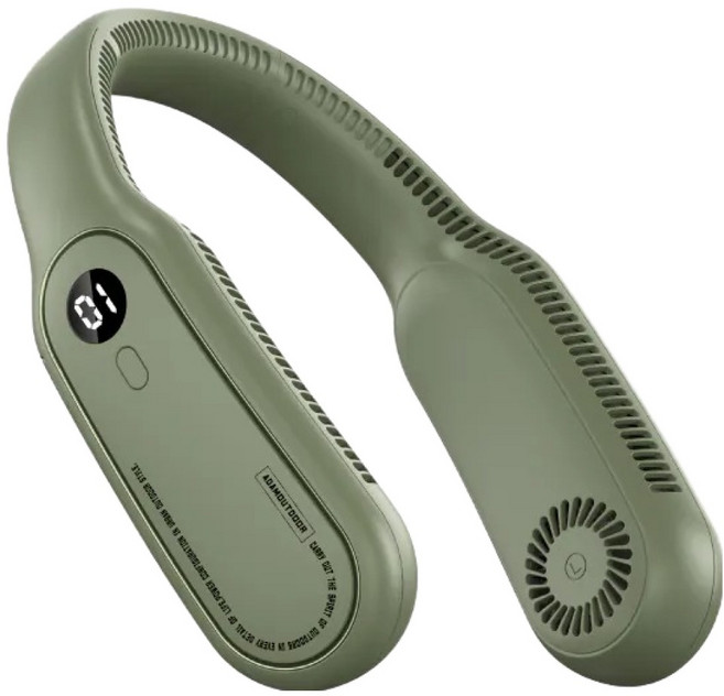 ADAMOUTDOOR 掛脖風扇 無葉 三階段風量調節 360°強力送風 4000mAh大容量電池, ADFN-NF300, 綠色