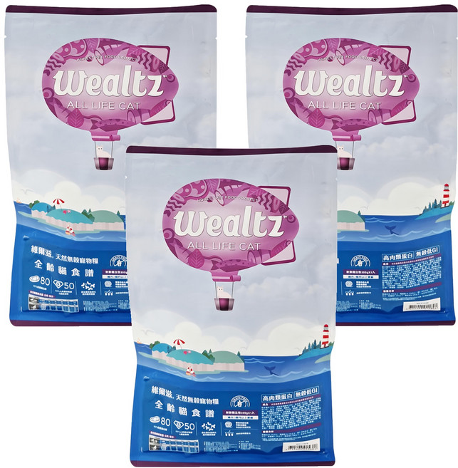 Wealtz 維爾滋 全齡貓 天然無穀寵物乾糧, 300g, 3包, 雞肉