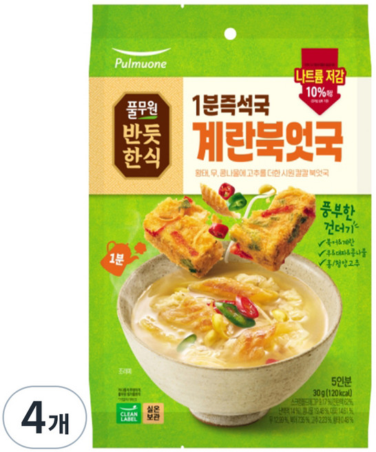 풀무원 1분즉석국 계란북엇국, 30g, 4개