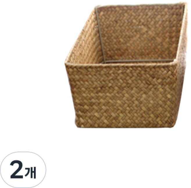 내일의공간 작은 직사각 라탄 바구니, 네츄럴, 2개