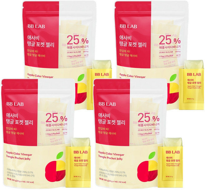 비비랩 애사비 탱글 포켓 젤리 14개입, 280g, 4개