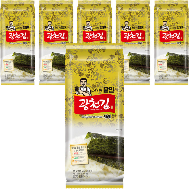 광천김 3대째 달인 재래 조각김, 55g, 6개