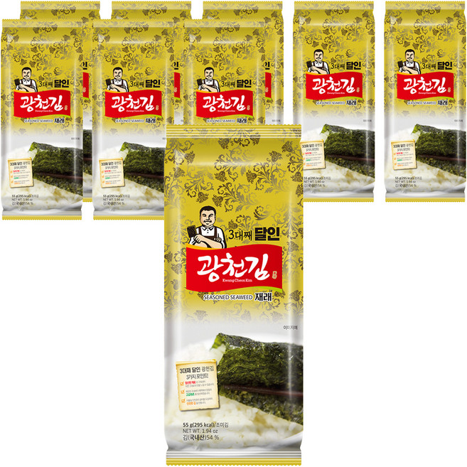 광천김 3대째 달인 재래 조각김, 55g, 9개