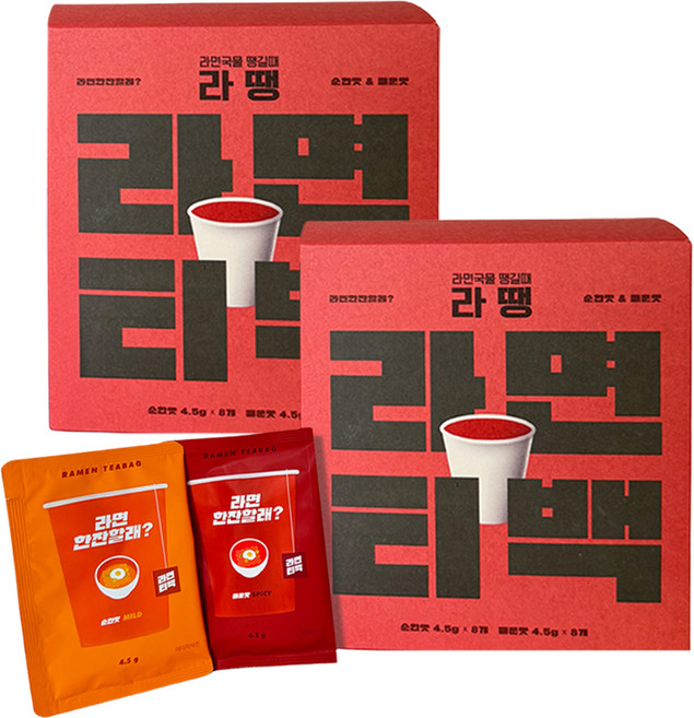 라면티백 순한맛 4.5g 8p + 매운맛 4.5g 8p 세트, 2세트
