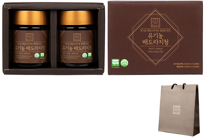 몸애쏙쏙 유기농 배도라지청 + 쇼핑백, 300g, 1세트