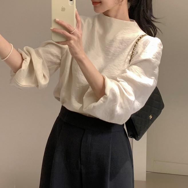 페이퍼먼츠 클라씨 반목 퍼프 우아한 블라우스 11614