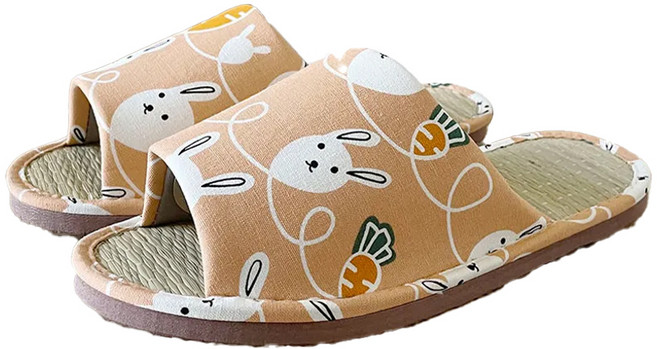 TAIWAN SLIPPER 台灣犀利趴 台灣製造 小日常 MIT真草蓆拖 熱線兔兔, 粉色, 1雙