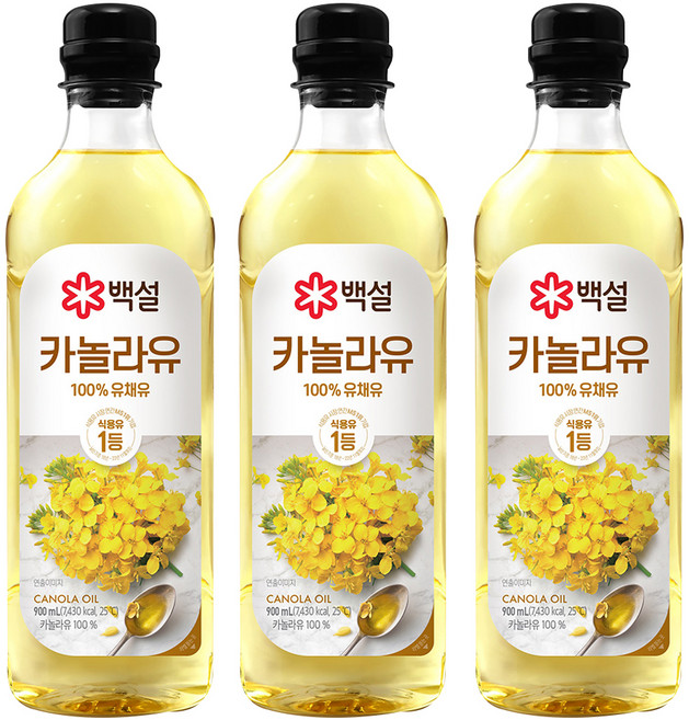 백설 카놀라유, 900ml, 3개