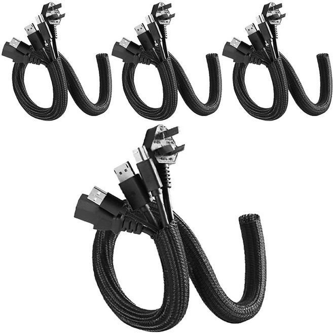 앞날창창 전선 정리 익스펜더 케이블 보호 튜브 커버, 4개, 블랙