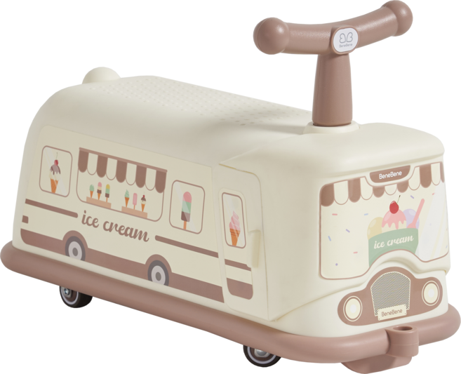 BeneBene 유아용 무소음 아이스크림 버스 롤링카, 아이보리, 1개