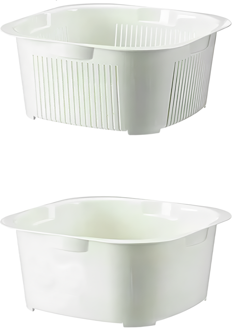 SHIMOYAMA PP雙層瀝水洗菜籃, 白色, 1個