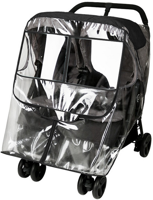 와우베이비 쌍둥이 유모차 레인커버, 1개, 투명
