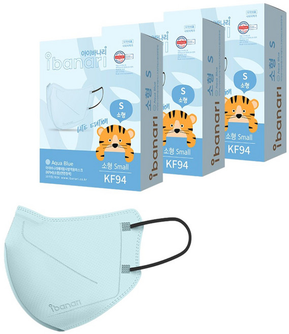아이바나리 황사마스크 소형 S KF94, 10개입, 3개, 아쿠아블루