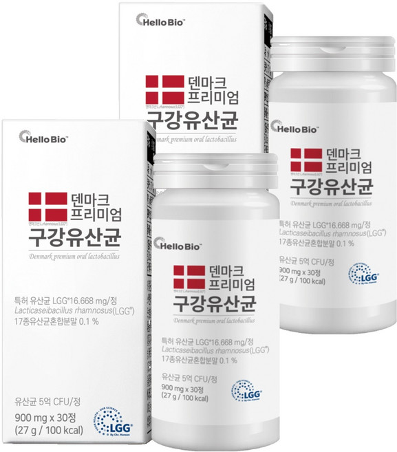 헬로바이오 덴마크 프리미엄 구강유산균 27g, 30정, 2개
