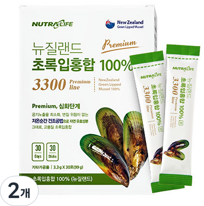 뉴트라라이프 뉴질랜드 초록홍합 프리미엄 3300 100%환, 99g, 2개