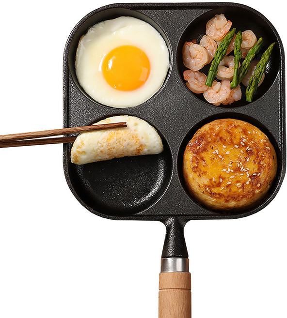 데일리픽 인덕션 4구 IH 넌코팅 주철 계란 팬, 17cm, 1개