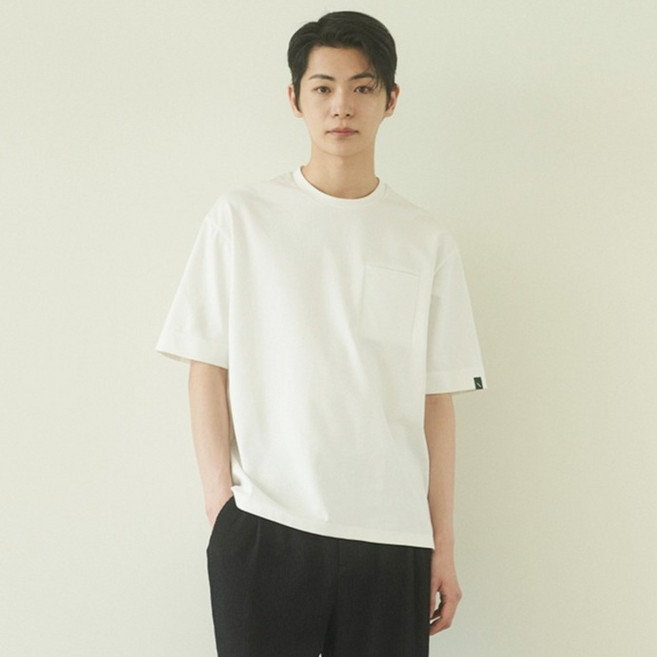210 edit COOL TENSION 圓領口袋短袖 ZE2TS111, 米白色