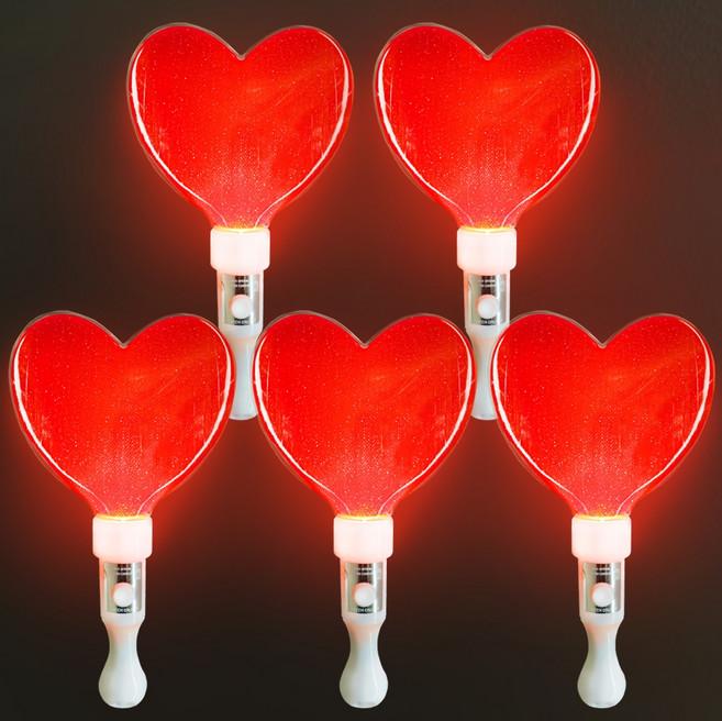 비에이비오 LED 큐티 응원 하트 야광봉, 레드, 5개