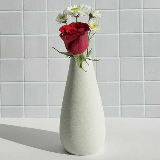 엔도브 도자기 꽃 화병, 화이트