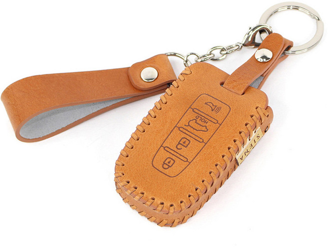 오시에나 자동차 스마트 가죽 차키케이스 뉴럭셔리, 현대/기아 겸용(4버튼), 카멜