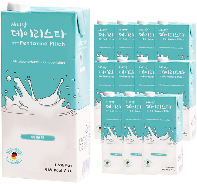 데이리스타 밀쉬 저지방 멸균우유, 1L, 12개