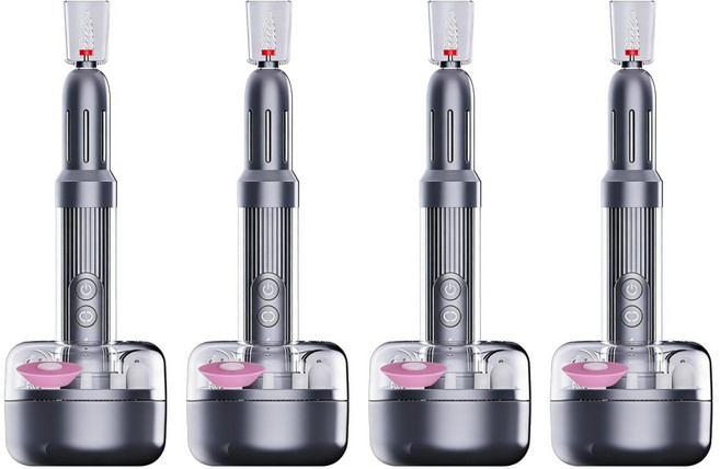 ANTIAN 電動美甲打磨機 便捷式指甲修護美甲機 去死皮拋光機 磨甲卸甲儀 自帶充電底座, 4個, 深灰色