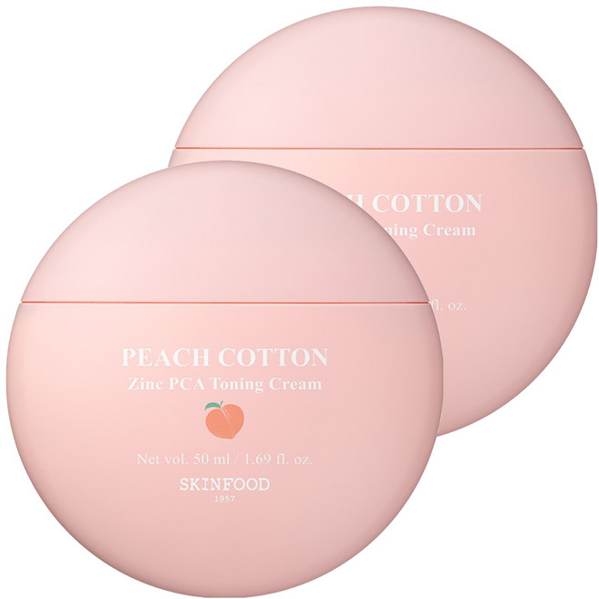 스킨푸드 피치뽀송 징크피씨에이 토닝 크림, 50ml, 2개