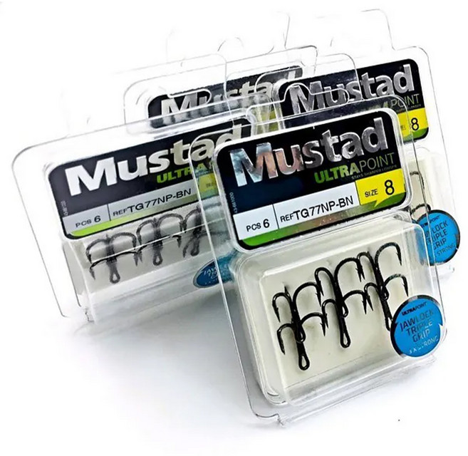MUSTAD 慕斯達 挪威鉤 鎖顎 3倍強 三本鉤, 9個, 1組
