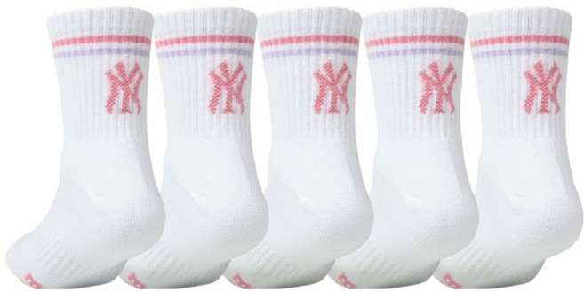 MLB키즈 아동용 컬러E 중목 양말 5켤레 세트 MLB9801WHPK