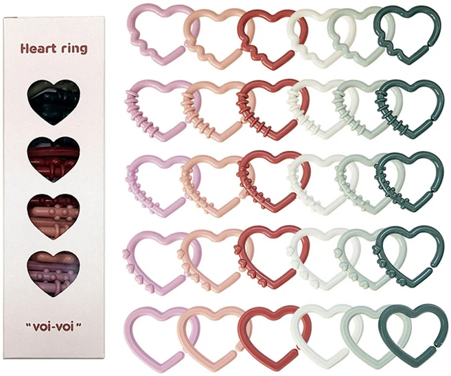 젤리맘 보이보이 유아용 하트링 고리 친구들 장난감 치발기 30p 세트, 혼합색상, 1세트 - 쿠팡