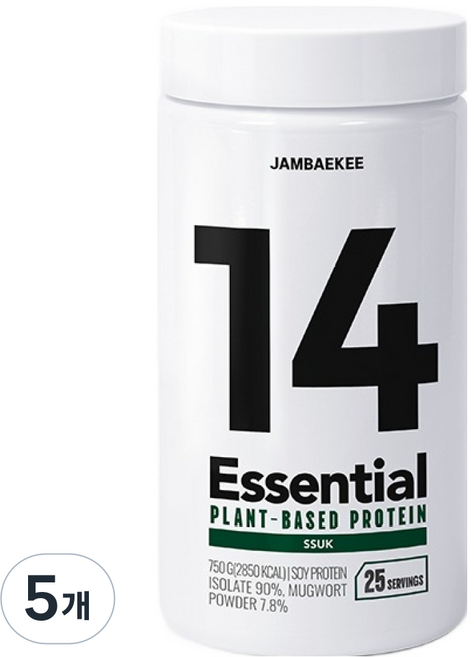 Jambaekee Essential 植物性蛋白質 艾草口味, 750g, 5個